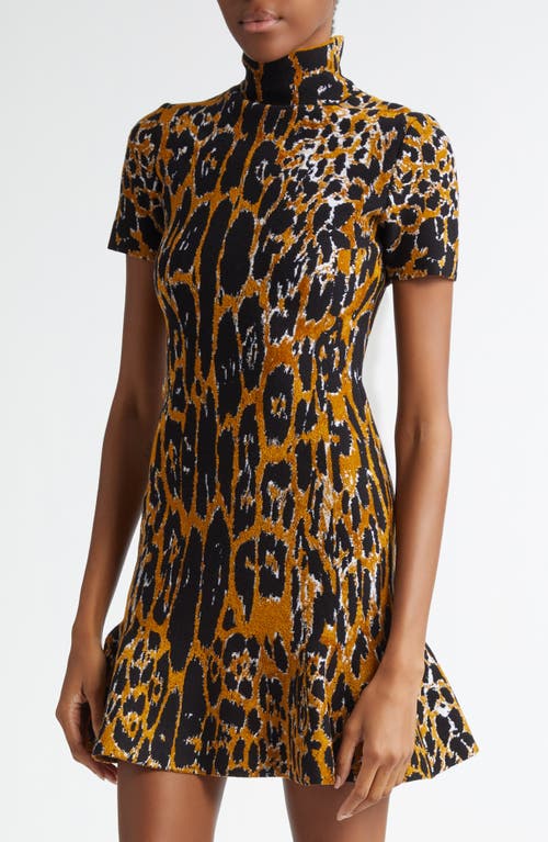 ALAÏA ALAÏA LEOPARD JACQUARD SWEATER DRESS