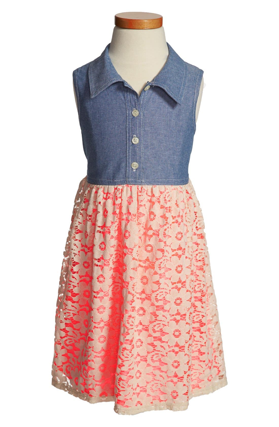 Zunie Chambray & Lace Dress (Little Girls & Big Girls) Nordstrom
