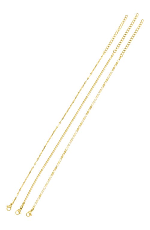 Adornia Three-piece Chain Anklet Set In Gold