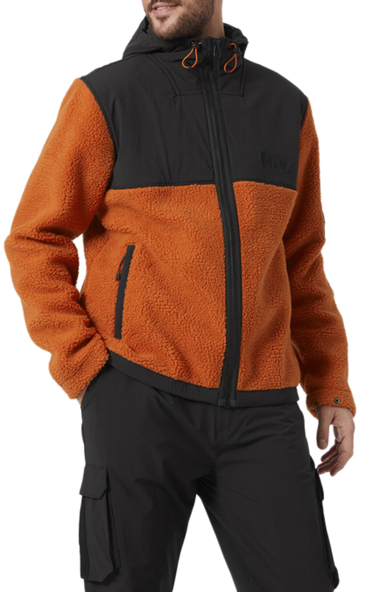 orange fleece jacket