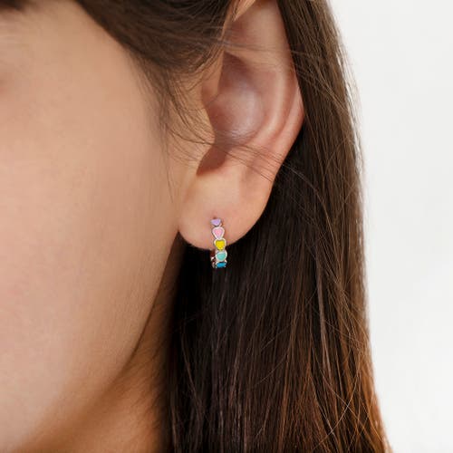 Shop In Season Jewelry Heart Cascade Huggie Hoops In Multi-color