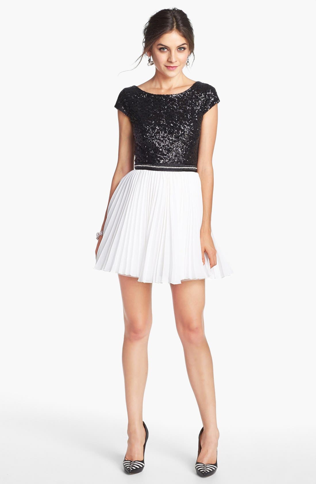 Trixxi Pleated Sequin Dress (Juniors) Only) Nordstrom