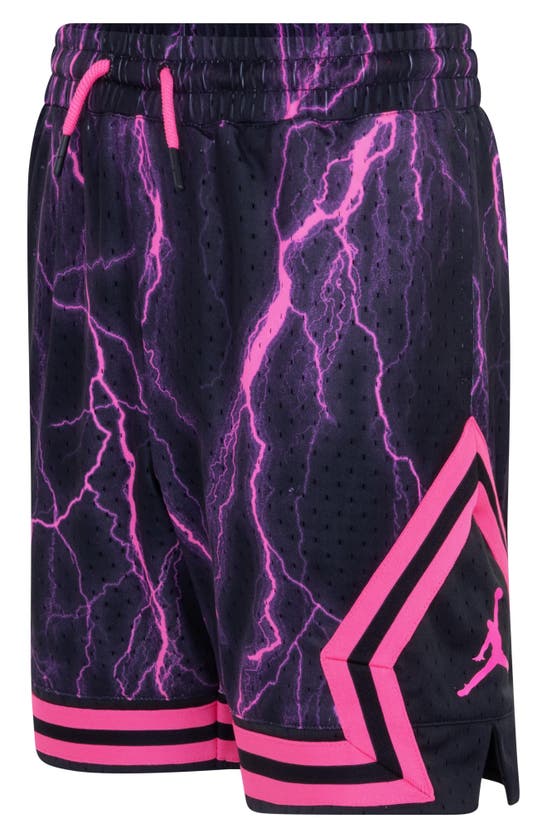 Shop Jordan Kids' Dri-fit Diamond Mesh Basketball Shorts In Black Hyper Pink