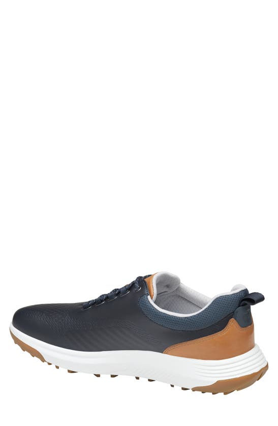 Shop Johnston & Murphy Amherst Gl1 Sport Hybrid Waterproof Golf Sneaker In Navy Coated Knit