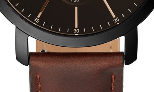 Fossil Luther Chronograph Leather Strap Watch, 44mm In Black