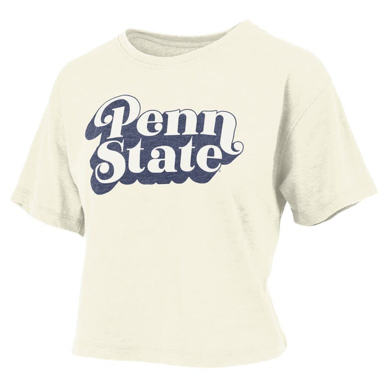 Pressbox White Penn State Nittany Lions Vintage Easy Team Name Waist-length T-shirt In White