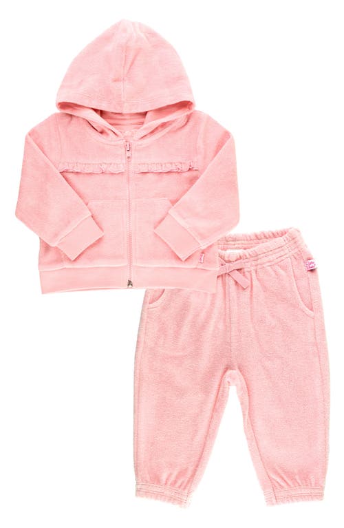 RuffleButts Terry Hoodie & Joggers Set in Pink