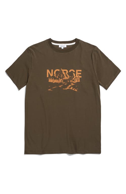 Norse Projects Men's Niels Organic Cotton Graphic Logo Tee in Dark Olive