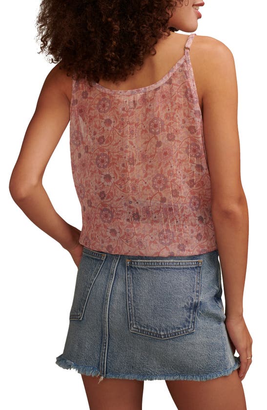 Lucky Brand Women's Printed Asymmetrical Ruffle Camisole Top In Blush Multi