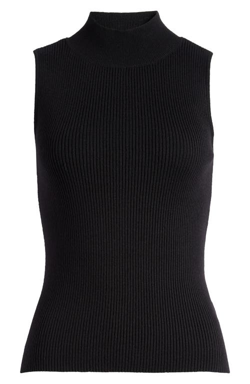 Shop 1.state Mock Neck Sleeveless Rib Sweater In Rich Black