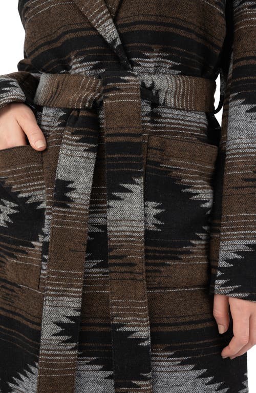 Frye Mixed Print Fringe Trench Coat In Aztec