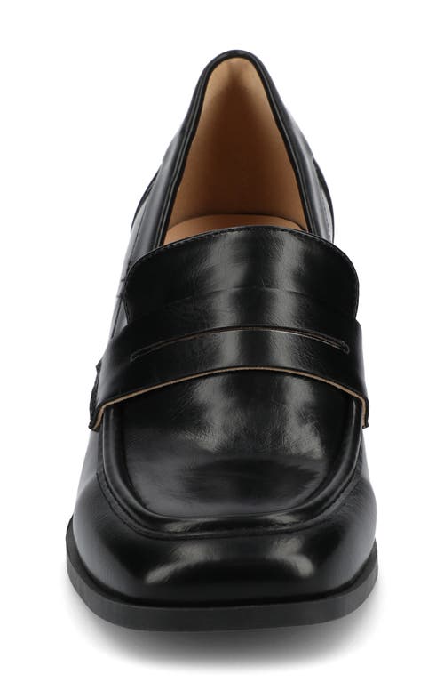 Journee Collection Ezzey Platform Penny Loafer Pump In Black Smooth