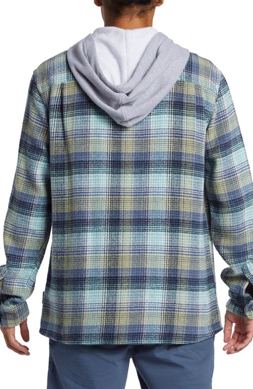 Quiksilver Sandbar Plaid Hooded Button-up Shirt Jacket In Blue/bright Yellow