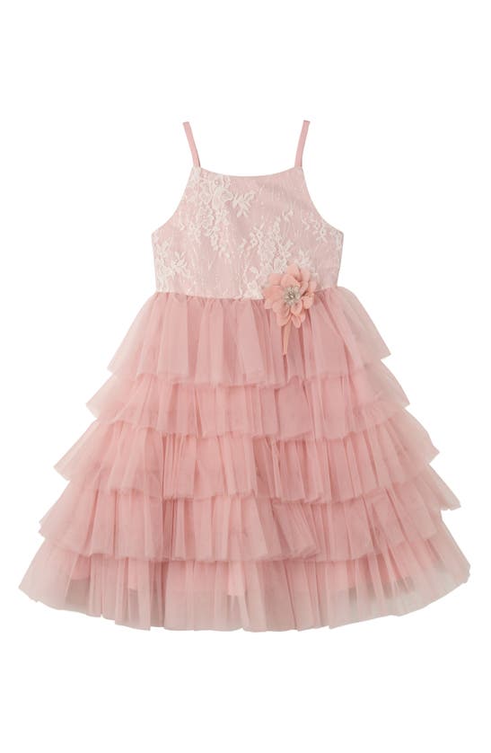 Rare Editions Kids' Sleeveless Lace Tiered Dress In Blush