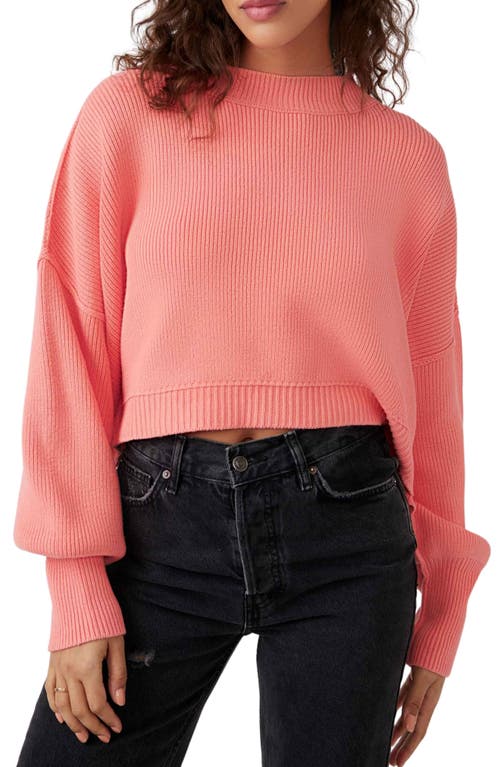 Free People Easy Street Crop Pullover in Guava Juice at Nordstrom, Size X-Large