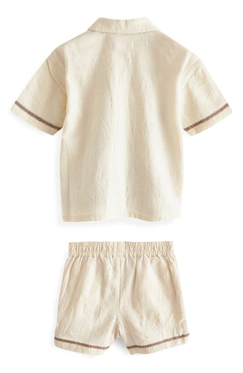 Next Kids' Flamingo Print Camp Shirt & Shorts Set In Cream