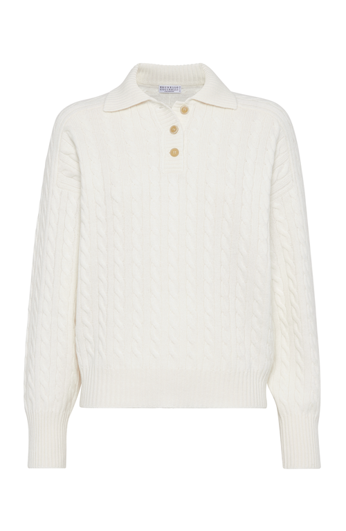 Shop Brunello Cucinelli Polo-style Sweater With Monili In Panama