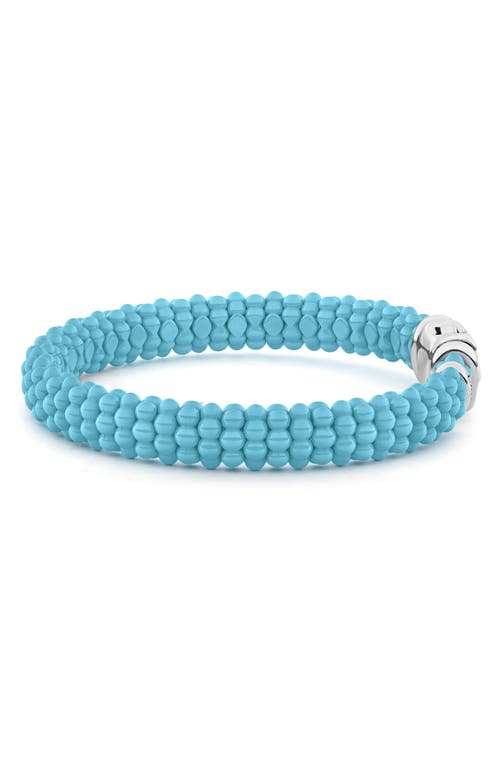 Lagos Sterling Silver Caviar Blue Ceramic Bracelet In Silver/blue