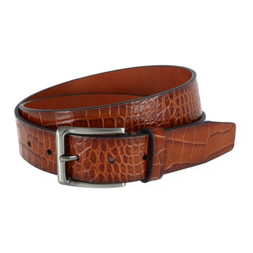 Shop Trafalgar Matisse 35mm Mock Croc Leather Belt In Tan