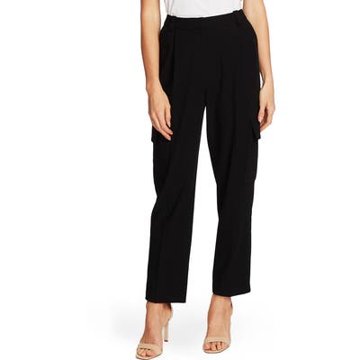Vince Camuto Cargo Detail Textured Twill Pants, Black