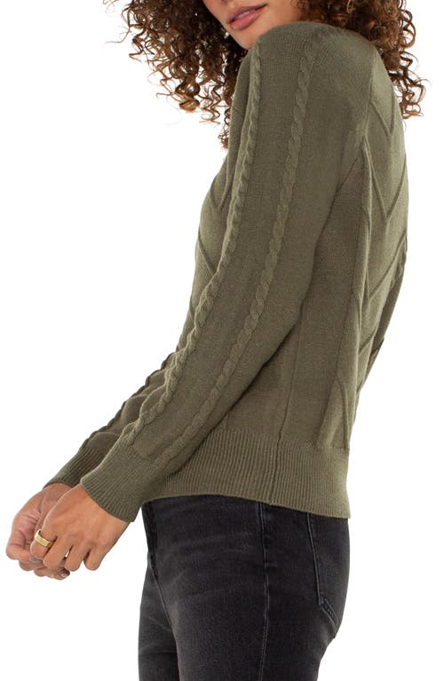 Shop Liverpool Mix Stitch Crewneck Sweater In Spanish Olive