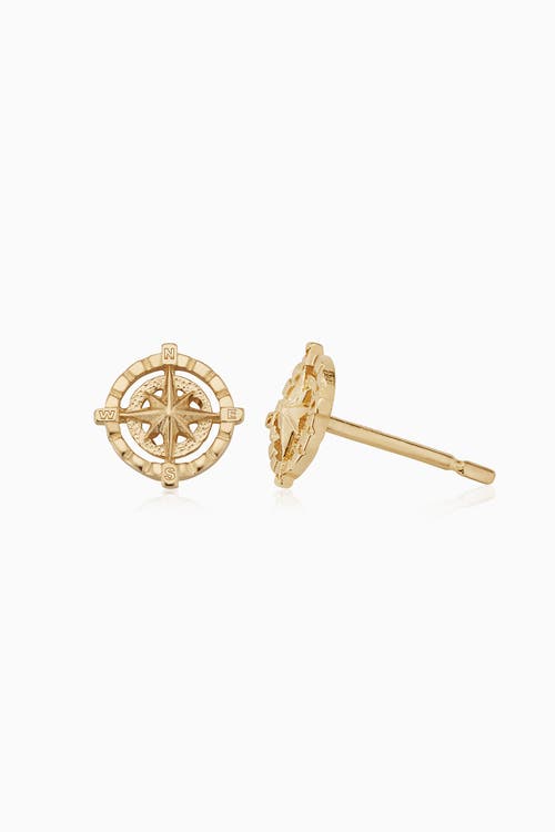 Shop Oradina 14k Yellow Gold Compass Rose Studs