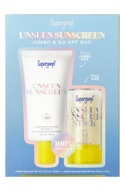 Supergoop !® Unseen Sunscreen Jumbo + Go Set $78 Value In No Color
