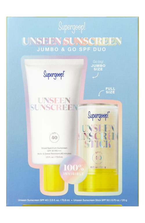 Shop Supergoop !® Unseen Sunscreen Jumbo + Go Set $78 Value In No Color