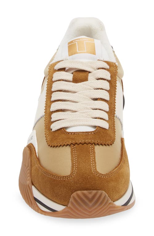 Shop Tom Ford James Mixed Media Low Top Sneaker In Biscuit/sand/cream