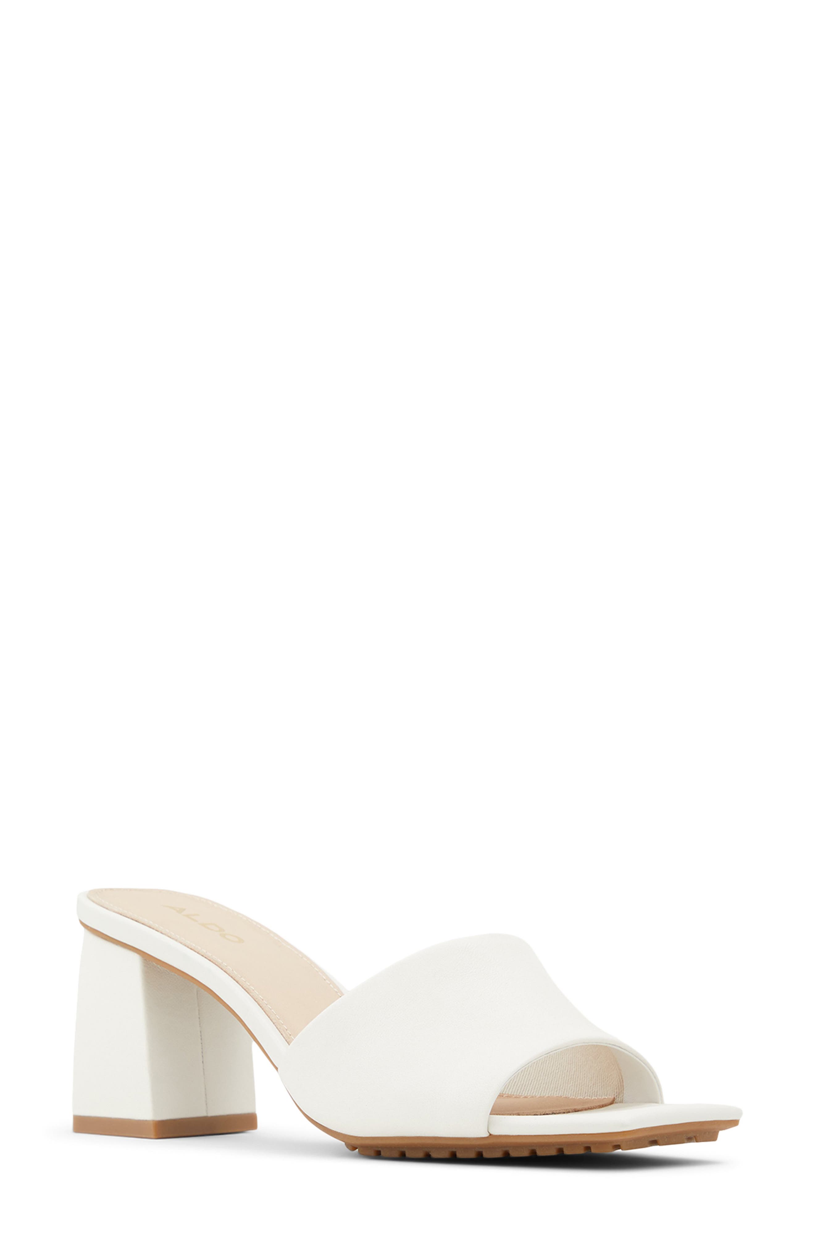 aldo white block heel