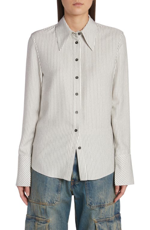 Golden Goose Journey Collection Slim Fit Stripe Button-up Shirt In Arctic Wolf/black