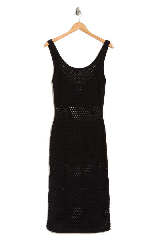 Shop Melrose And Market Sleeveless Open Stitch Sweater Dress In Black