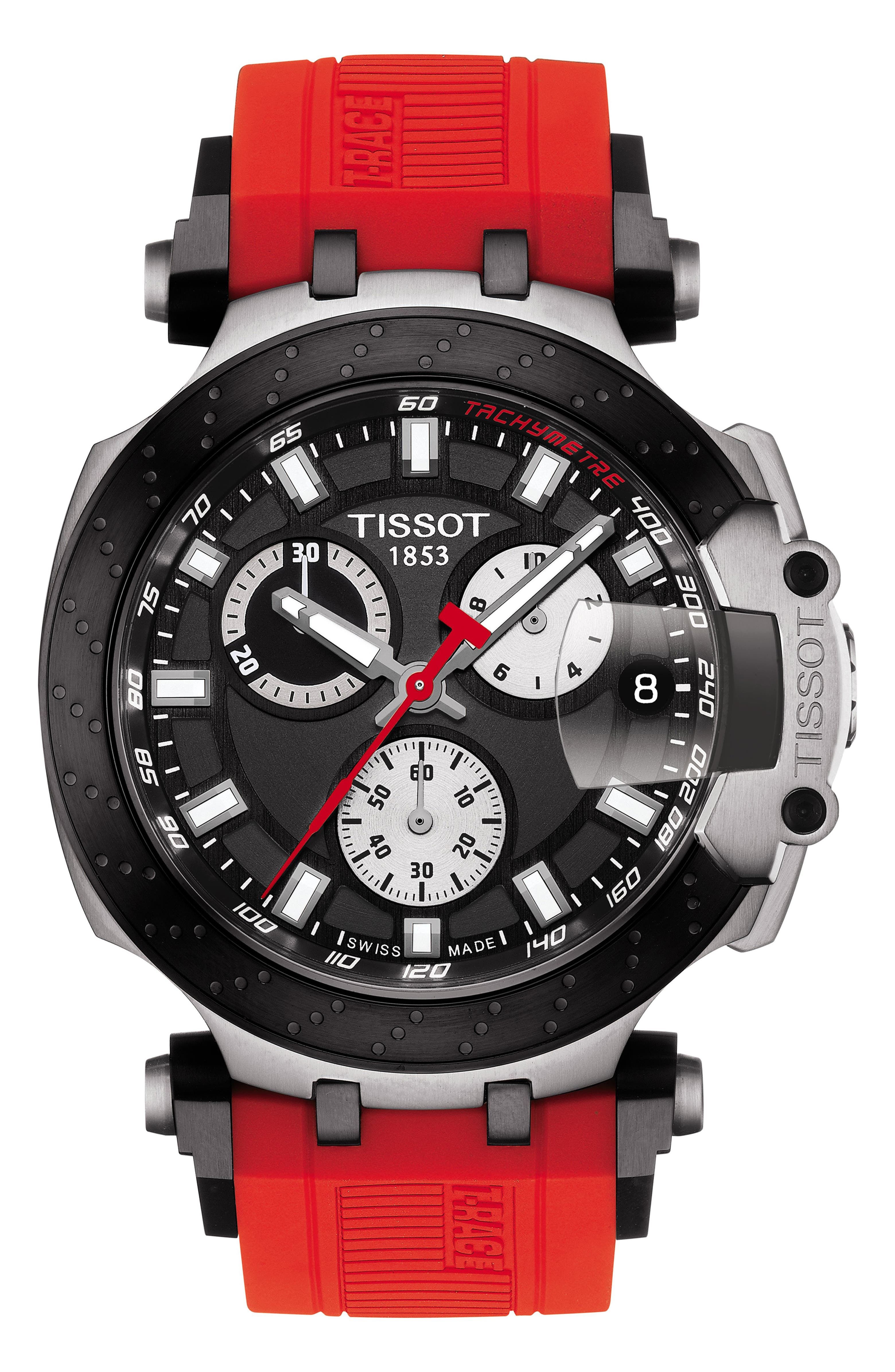 Tissot TRace Chronograph Silicone Strap Watch, 48mm Nordstrom