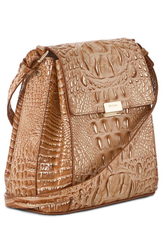 Shop Brahmin Margo Croc Embossed Leather Crossbody Bag In Honey Brown