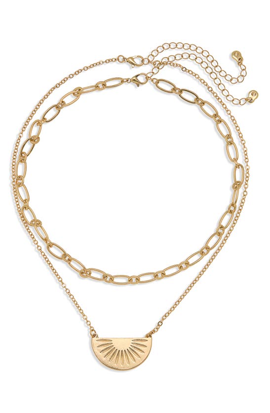 Shop Melrose And Market Set Of 2 Half Crescent Chain Necklaces In Gold