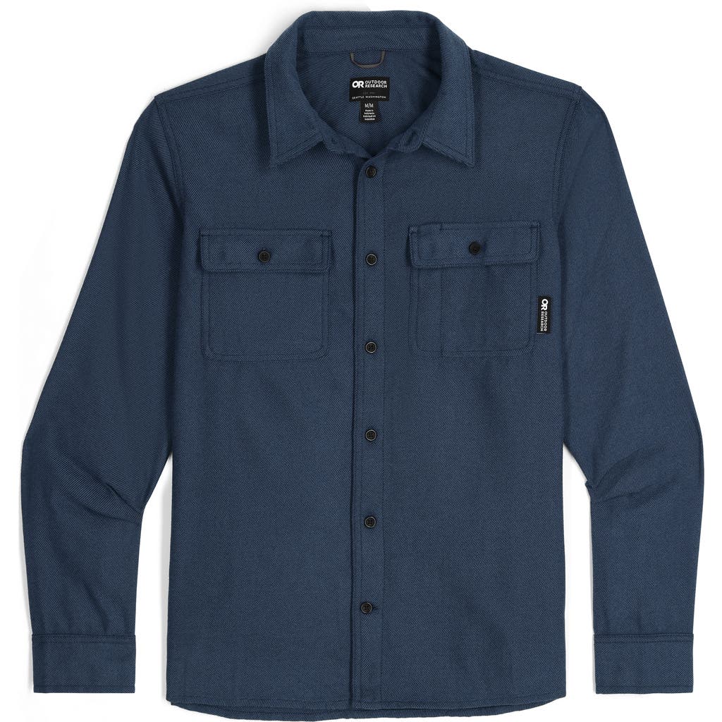 Outdoor Research Feedback Plaid Flannel Overshirt In Dark Navy