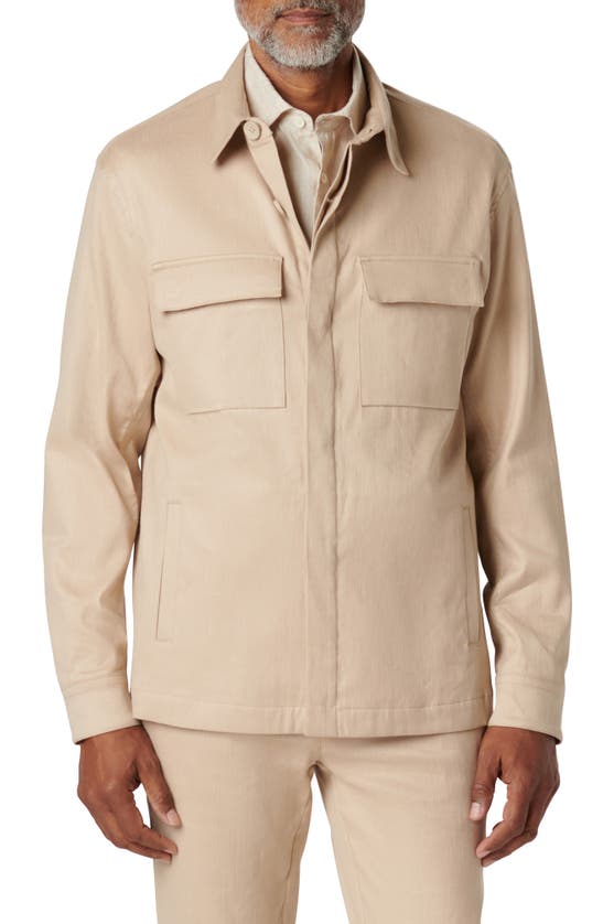 Shop Bugatchi Linen & Cotton Button-up Shirt Jacket In Beige