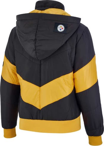 Wild Collective Women's Steelers Faux Leather Bomber Jacket