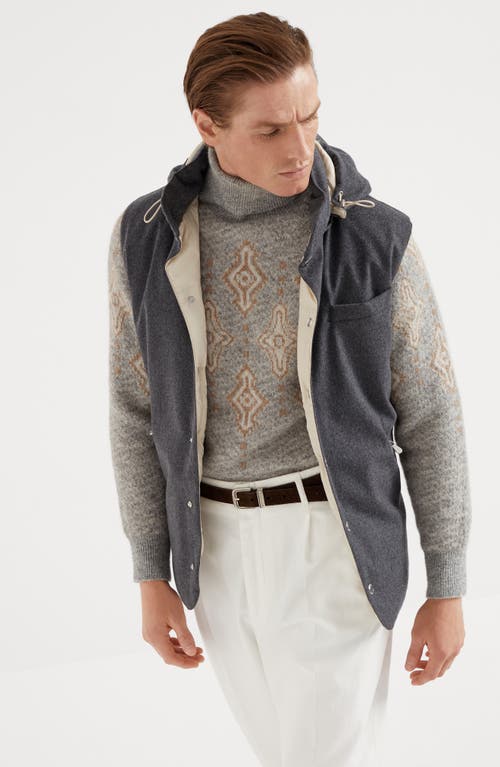 Shop Brunello Cucinelli Flannel Down Vest In Grey