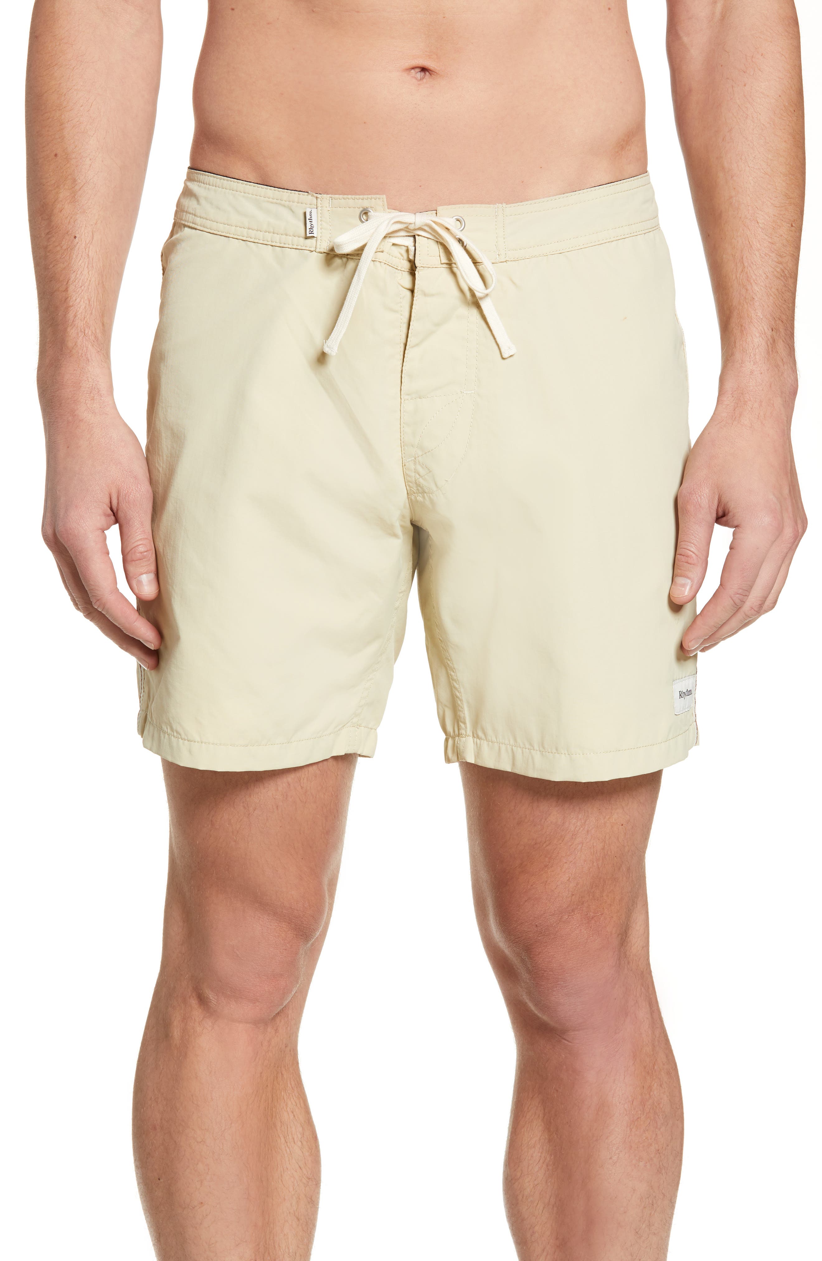 Rhythm Classic Solid Swim Trunks, White