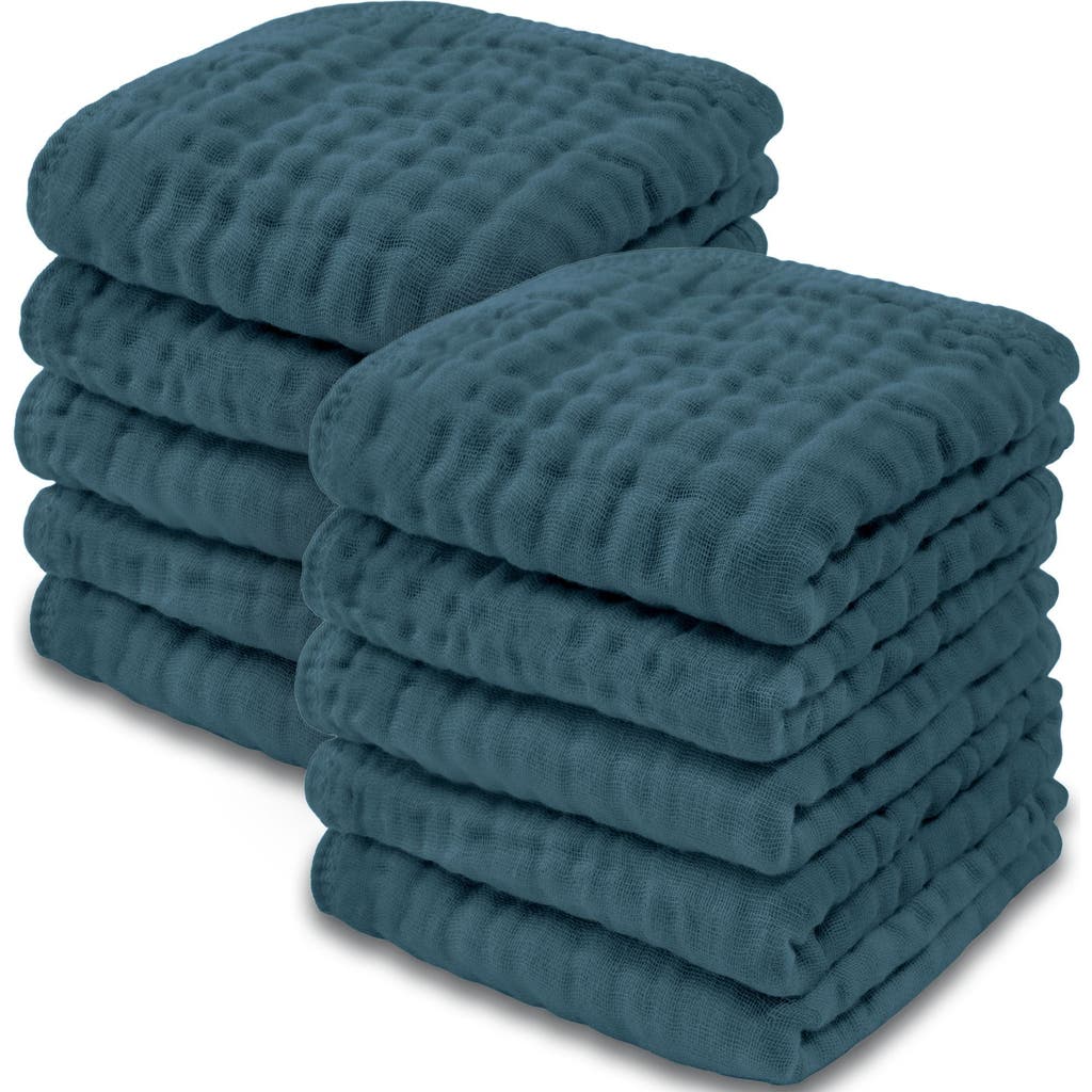 Comfy Cubs Muslin Washcloths In Neptune