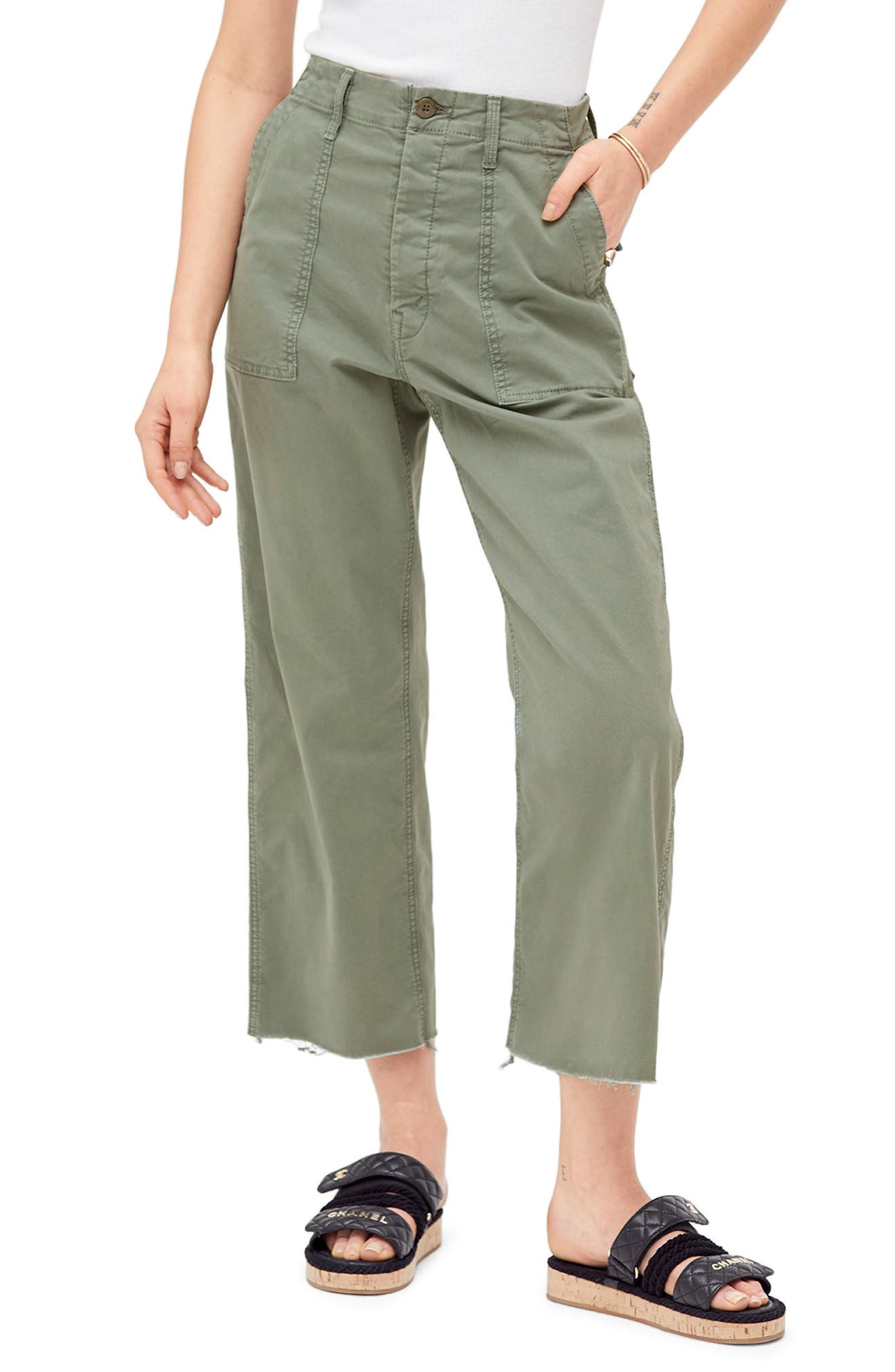 MOTHER The Patch Pocket Frayed Ankle Military Pants Nordstrom