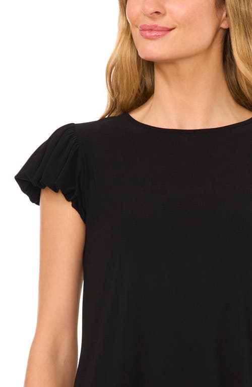 Shop Cece Bubble Sleeve Stretch Crepe Knit Top In Rich Black