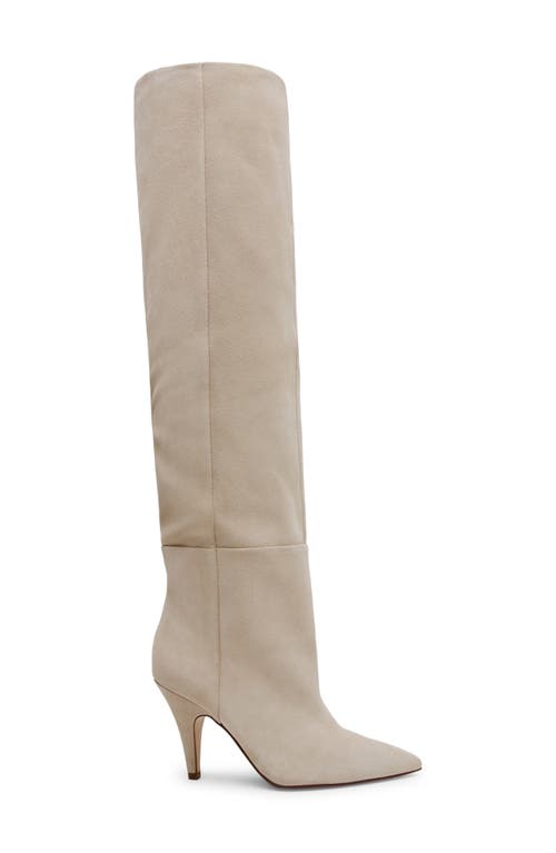 Shop Steve Madden Bellamie Pointed Toe Over The Knee Boot In Sand Suede