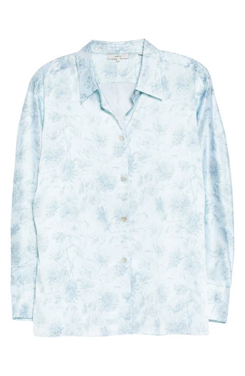 VINCE VINCE DAHLIA FLORAL PRINT SILK SHIRT