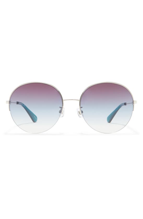 Kate Spade 59mm Ellianafs Round Sunglasses In Silver / Dark Blue Grad