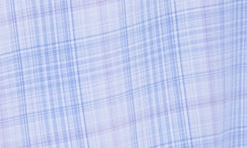 Shop David Donahue Plaid Cotton Dobby Button-up Shirt In Blue/lilac