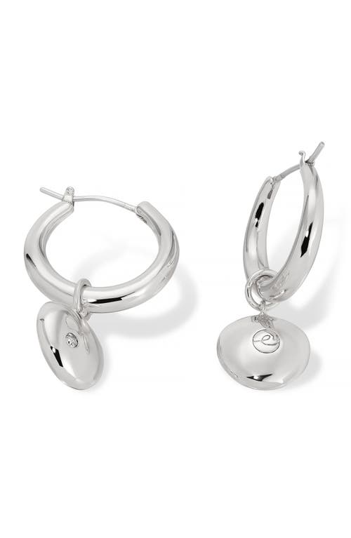 Shop Ettika Polished Pebbles Drop Hoop Earrings In Rhodium