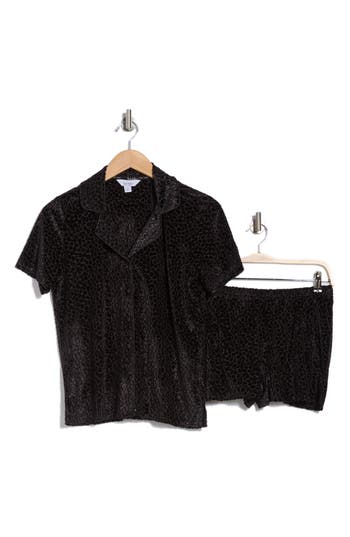 NICOLE MILLER NICOLE MILLER BURNOUT VELVET SHORT SLEEVE TOP & SHORTS PAJAMAS
