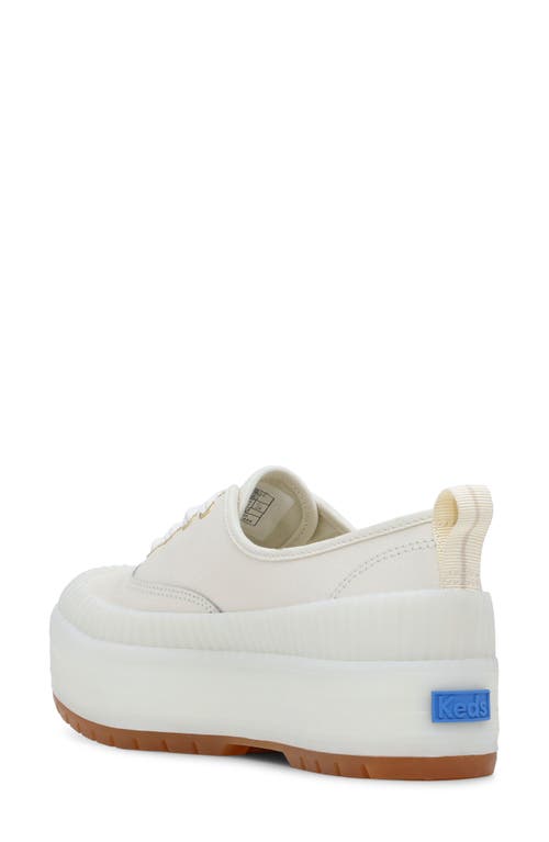 Keds ® The Platform Sneaker In Egret/gold Leather